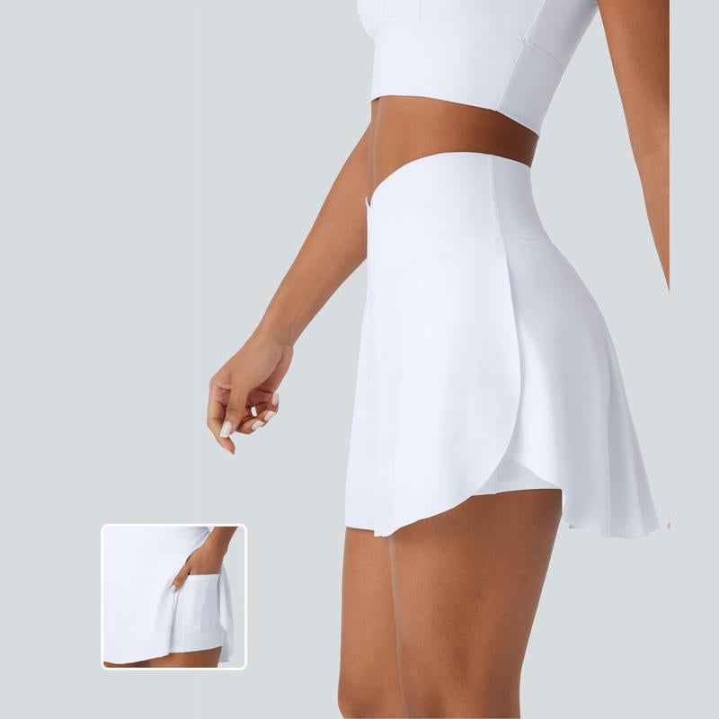 Halara High Waisted Crossover 2-In-1 Side Pocket Cool Touch Quick Dry Mini Resort Skirt