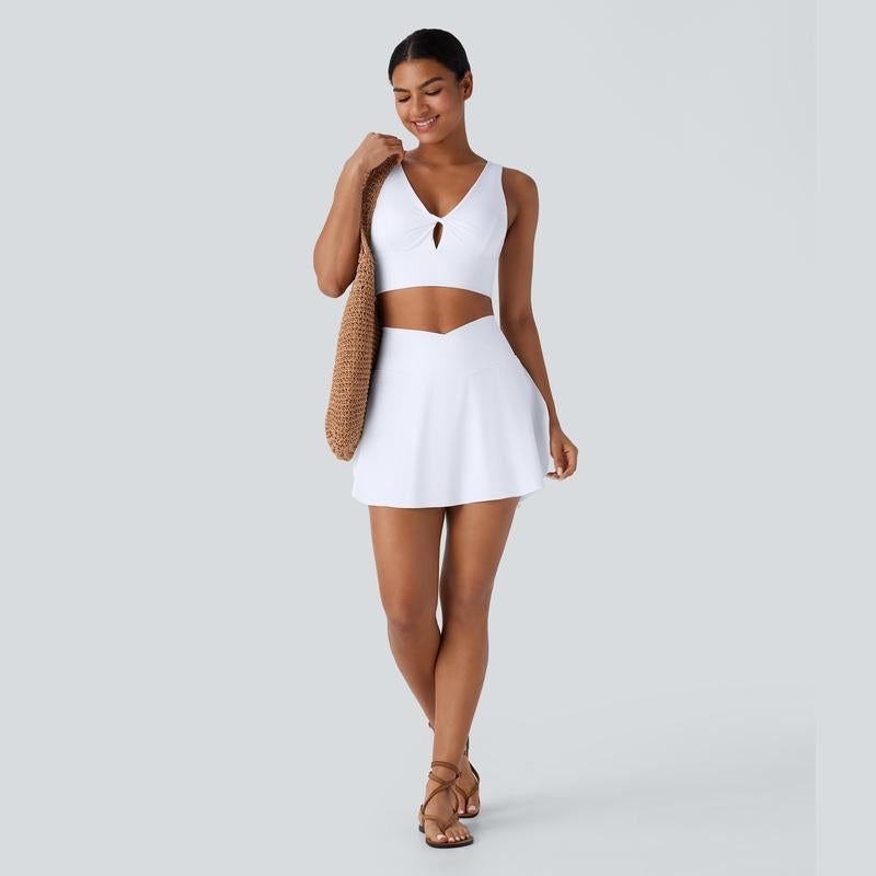 Halara High Waisted Crossover 2-In-1 Side Pocket Cool Touch Quick Dry Mini Resort Skirt
